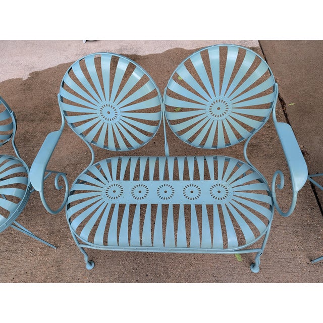 1930s Francois Carre Sunburst Chairs With Bench For Sale - Image 11 of 12