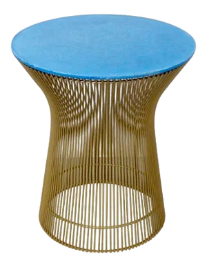 Warren Planter for Knoll Gold Finished Wire Base with Blue Cement Top