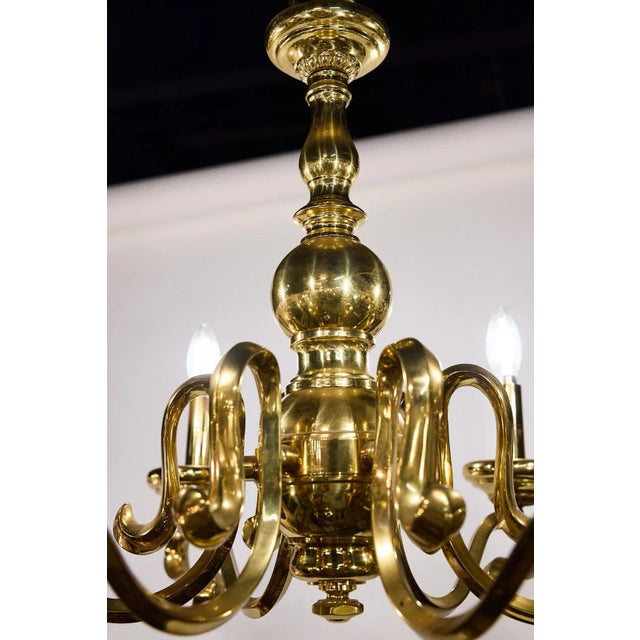 Spanish Mid-Century Brass Six Arm Chandelier For Sale In Atlanta - Image 6 of 12