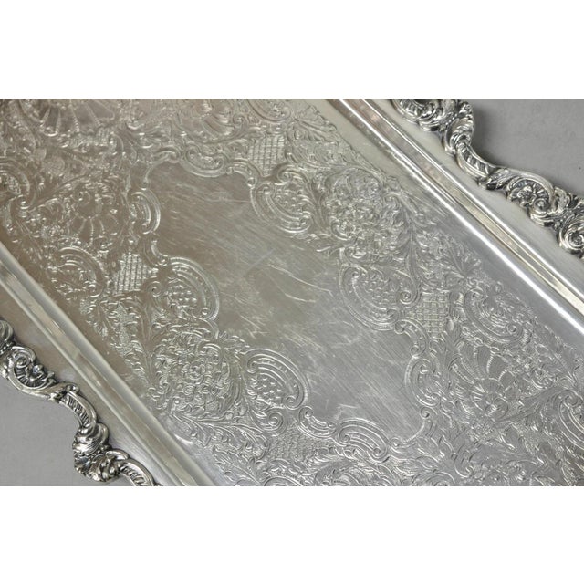 Vintage Old English Poole Silver Plated Footed Narrow Serving Platter Bar Tray For Sale - Image 11 of 17