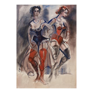 'Burlesque Dancers' by John R. Nobriga, Cabaret, Pratt Institute, New York, World War Two For Sale