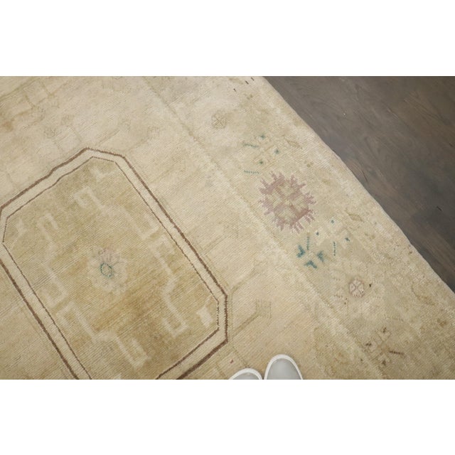 Vintage Zabihi Collection Pale Turkish Oushak Wide Runner - 4'8" x 12'4" For Sale - Image 11 of 12