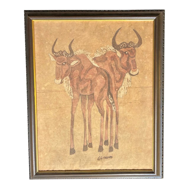 Vintage African Style Framed Art For Sale