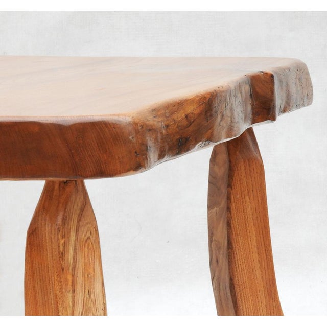 Elm Live Edge Living Room Set Table & 3 Side Tables, France, 1970s, Set of 4 For Sale - Image 3 of 8