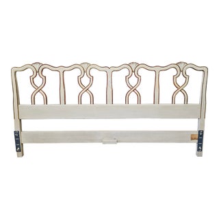 Kindel Furniture Partial Gilt and Antique White Mahogany King Size Headboard For Sale