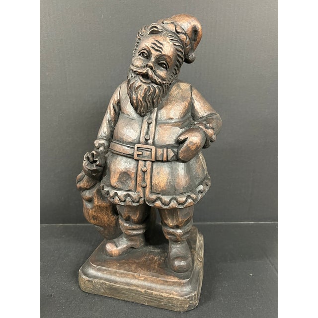 Carved Wood Santa Claus Sculpture Late @0th Century For Sale - Image 4 of 9