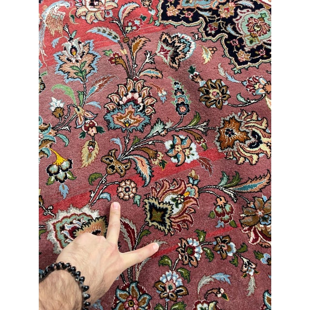 1950's 1m Knots, Fine Silk Highlights With Royal Bird Motifs Rug - 9 7 X 13 6 For Sale - Image 10 of 13