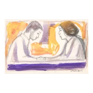 1970s Irving Amenfigural Watercolor