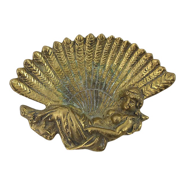 Art Nouveau Brass Trinket Dish For Sale