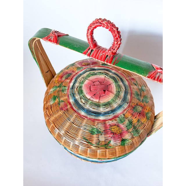 Vintage Folk Art Chinese Wedding Basket, Hand Painted For Sale - Image 12 of 12