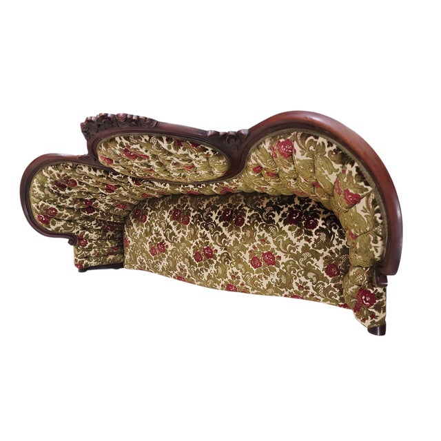 Mid 20th Century Vintage Kimball Victorian Reproduction Mahogany Sofa For Sale - Image 5 of 8