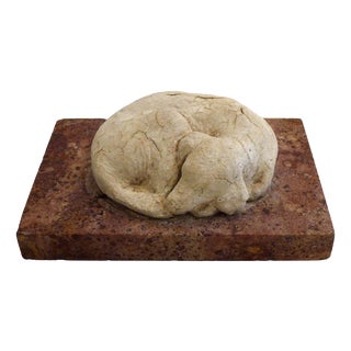 Small Art Deco Sculpture of a Sleeping Dog on a Marble Base, 1920s-1940s For Sale