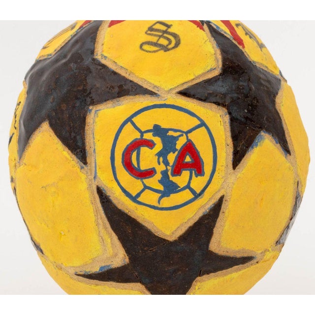 Yellow Christopher Suarez Soccer Ball Sculpture For Sale - Image 8 of 12