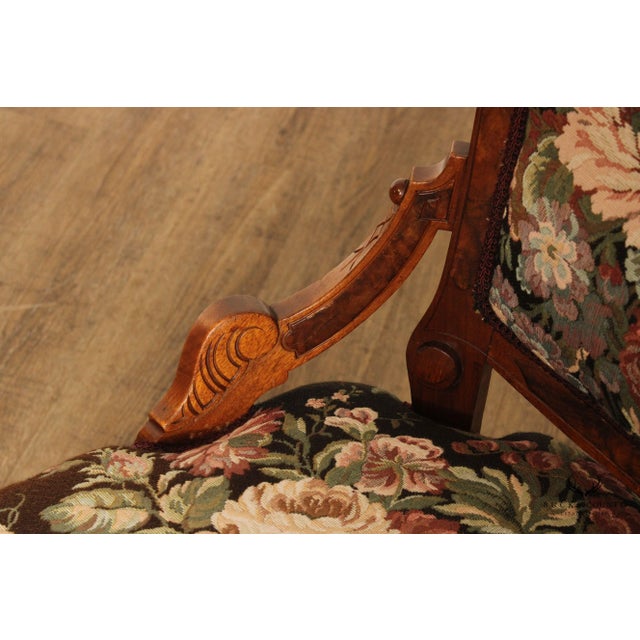 Antique Renaissance Revival Pair of Carved Walnut Armchairs For Sale - Image 9 of 13