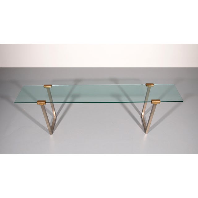 Metal Side Table in Glass and Brass by Peter Ghyczy, 1970 For Sale - Image 7 of 12