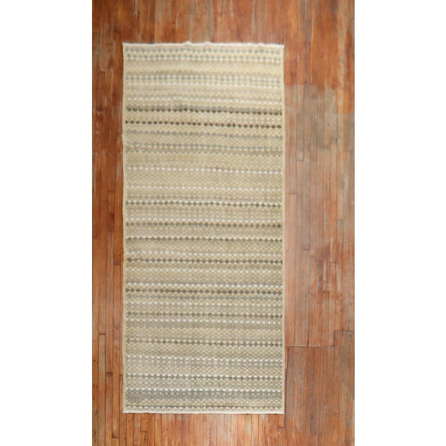 1960s Neutral Turkish Deco Runner - 4'5" x 11'4" For Sale - Image 17 of 18