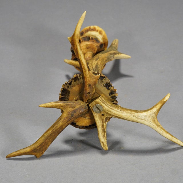 Stylish Cabin Decor Antler Candlestick, Germany Ca. 1900 For Sale - Image 6 of 6