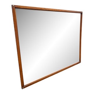 Vintage Mid Century Modern Wall Mirror With Brass Accents by Lane Tuxedo Line Design For Sale