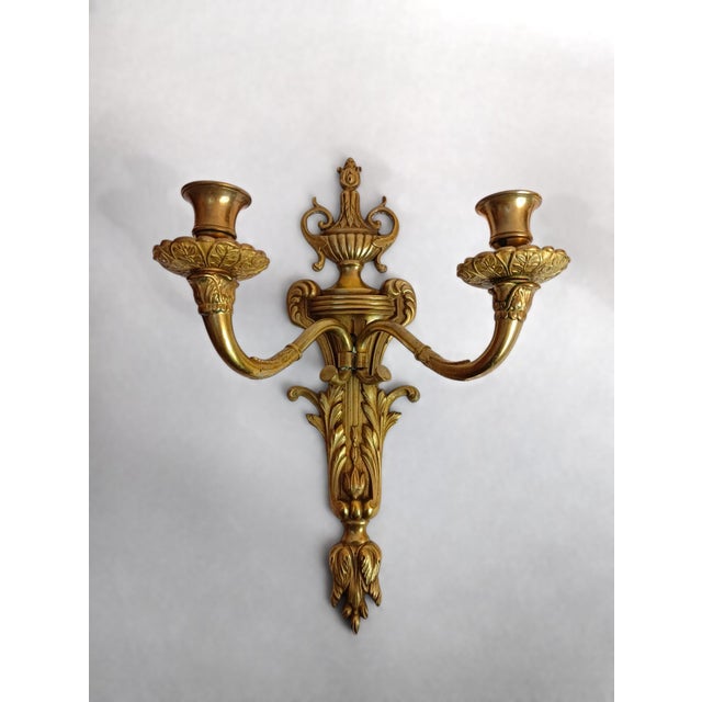 Gold Antique Louis XVI Neo-Classical French Bronze Wall Sconces, 1900s, Set of 2 For Sale - Image 8 of 13