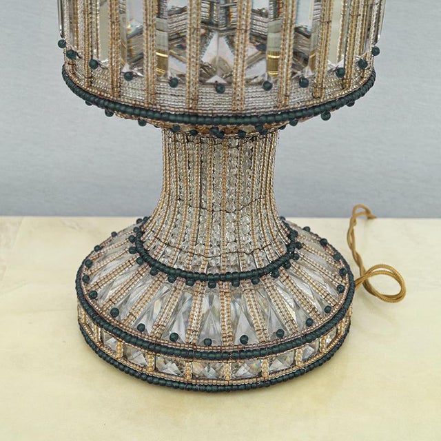 Art Deco Style Glass Bead Table Lamps, 1950s, Set of 2 For Sale - Image 3 of 5