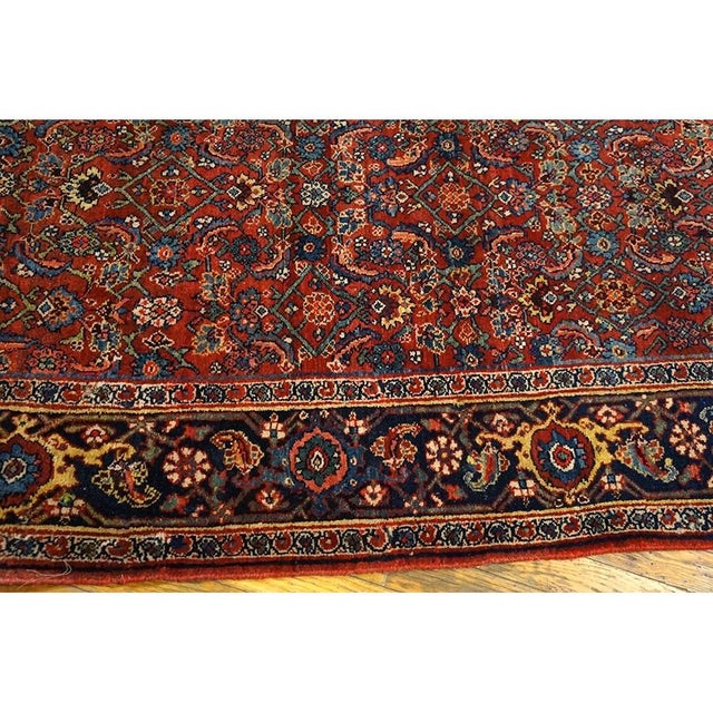 Red 1890s Traditional Red Field Antique Shah Abbas Bidjar Hallway Runner Rug For Sale - Image 8 of 8