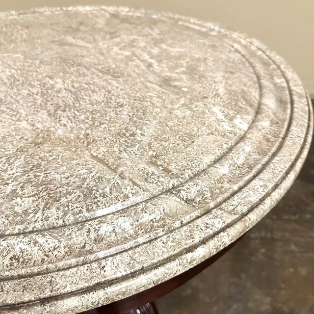 Sand 19th Century French Napoleon III Period Mahogany Marble Top Center Table For Sale - Image 8 of 12