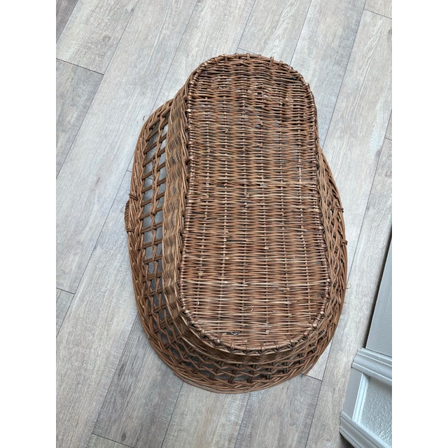 Antique French Farmhouse Extra Large Wooden Basket With Handles For Sale - Image 10 of 10
