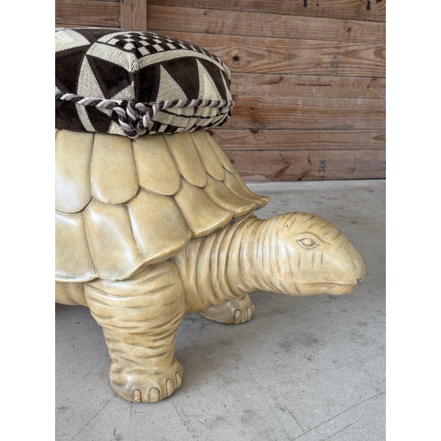 Monumental Regency Cast Resin Upholstered Turtle Ottoman by Maitland-Smith For Sale In Naples, FL - Image 6 of 12