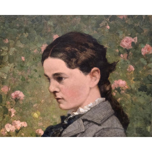 John Ferguson Weir-Portrait of Marion Eckford Harwood -19th Century Oil Painting For Sale In Los Angeles - Image 6 of 13