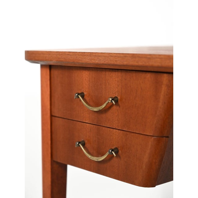 1940s Scandinavian Mahogany Desk with Brass Handles, 1940s For Sale - Image 5 of 10