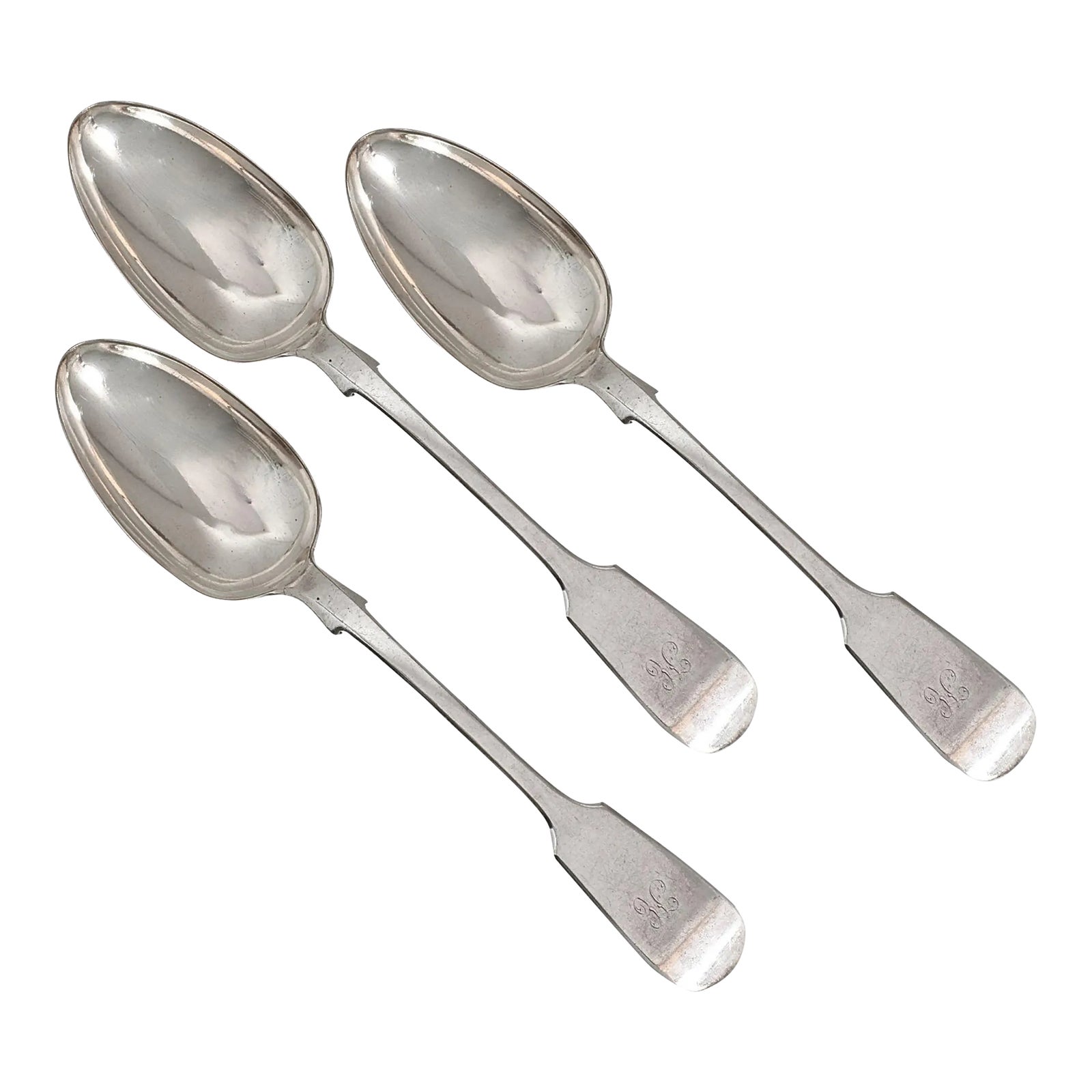 Antique English Silver-Plate Fiddle Pattern Serving Spoons Chairish