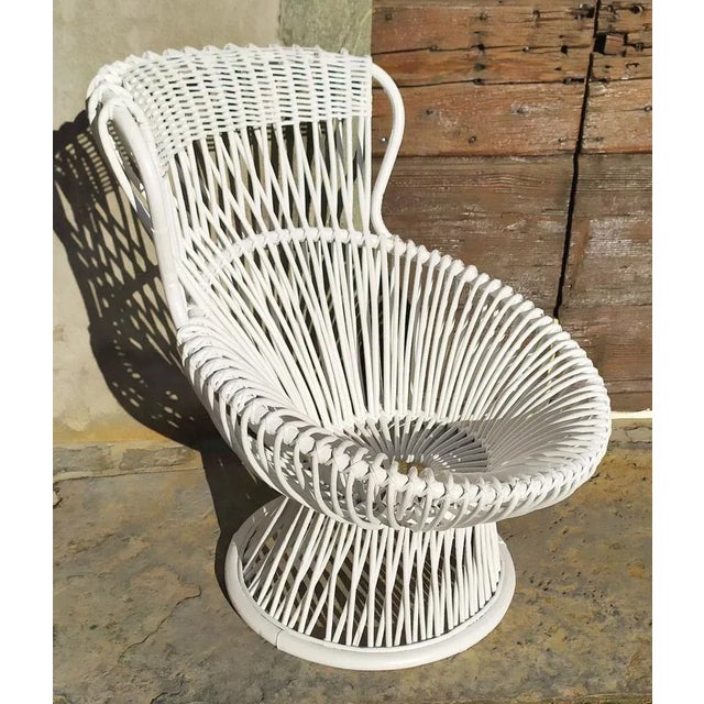 White Bamboo Margherita Armchair by Franco Albini for Azucena, 1950s For Sale - Image 8 of 12