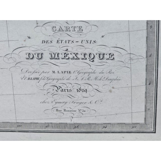 Antique 1825 Brué Map of Mexico & California — Framed French Engraving, 27.5" × 21.5" For Sale - Image 4 of 17