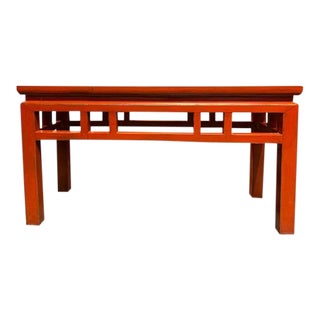 Asian Red Lacquer Spring Bench For Sale