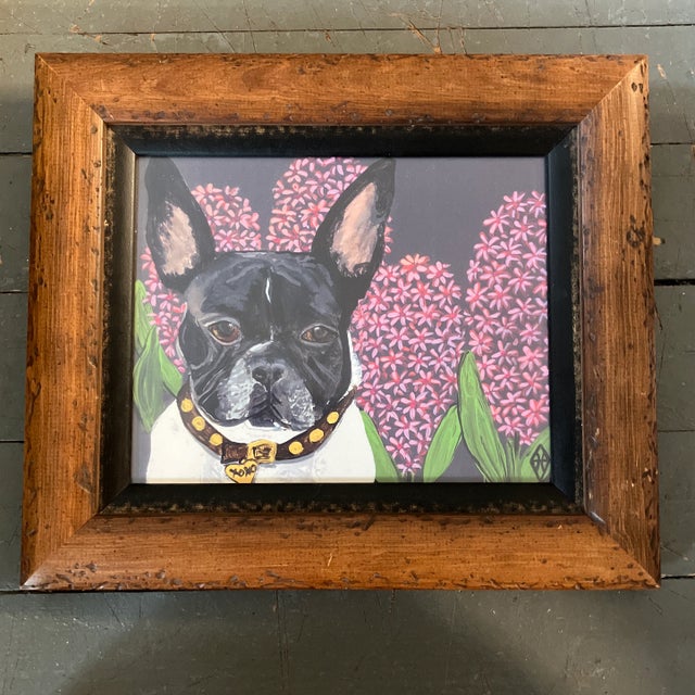 Contemporary Contemporary Judy Henn French Bull Dog Print Vintage Frame For Sale - Image 3 of 3