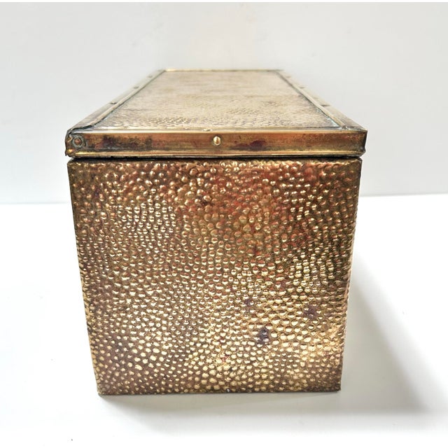 Vintage Brass Box Hammered Repoussé Slipper Box For Sale In Louisville - Image 6 of 11