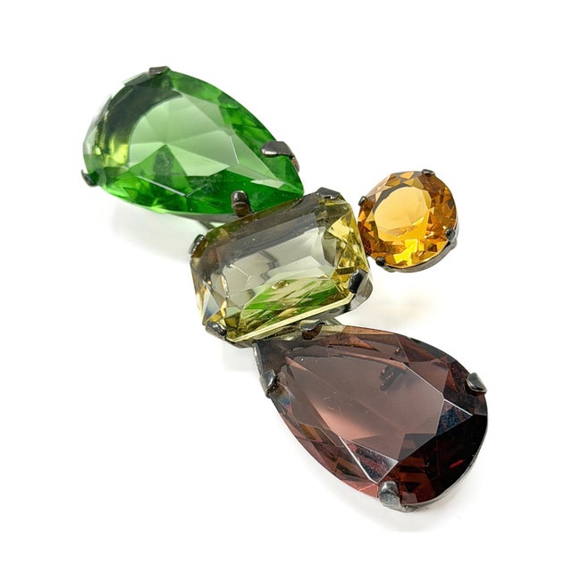 Metal Vintage Multi-Coloured Glass Abstract Brooch from Giorgio Armani, 1990s For Sale - Image 7 of 10