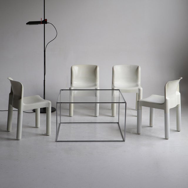 Plastic 1970s Model 4875 White Plastic Chair by Carlo Bartolli for Kartell For Sale - Image 7 of 16