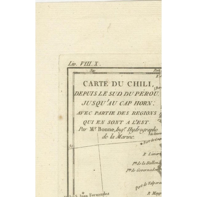 Chile from Peru to Cape Horn Enlightenment Map by Rigobert Bonne, 1780s For Sale - Image 3 of 12