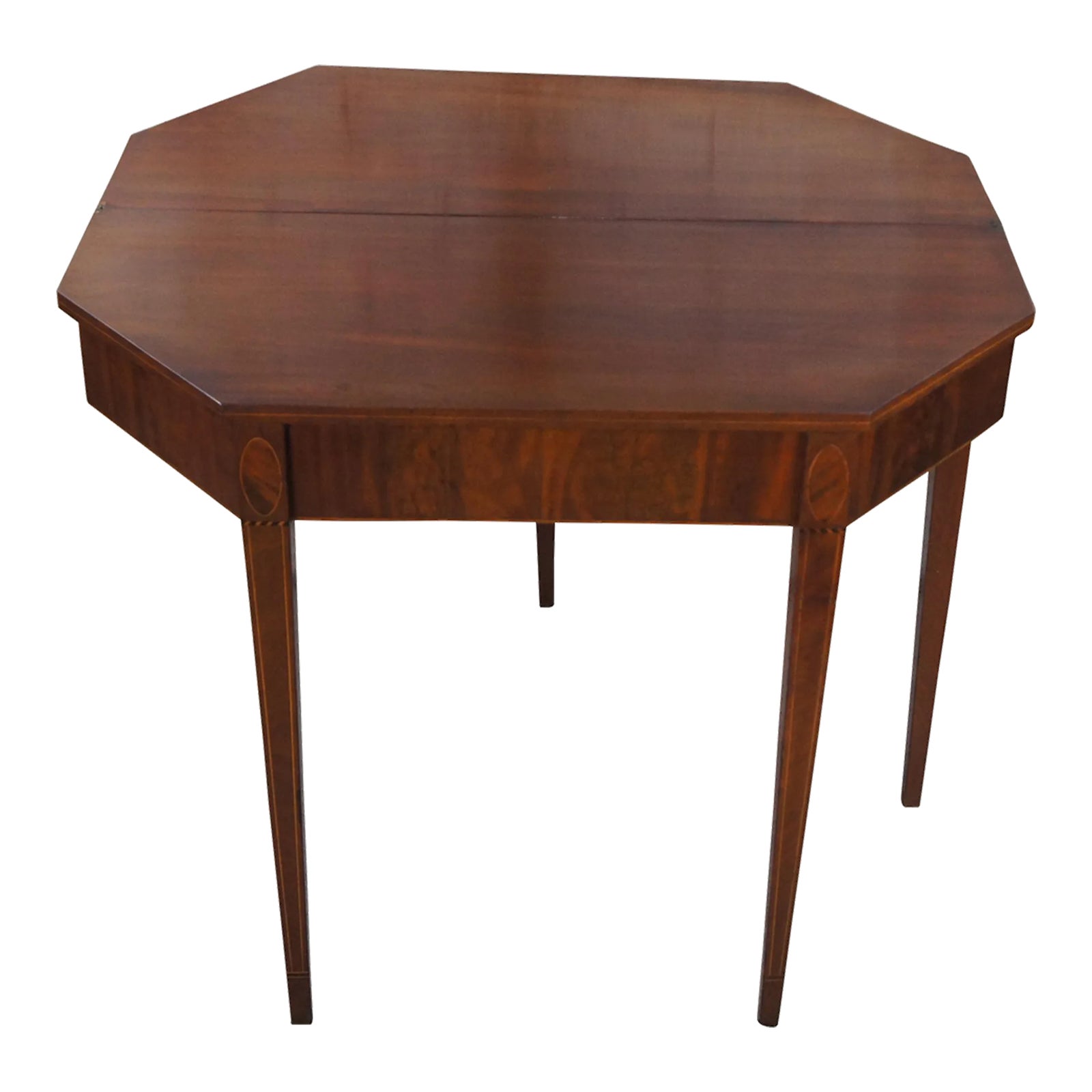 18th Century Antique Sheraton Mahogany Inlaid Octagonal Flip Top Game ...