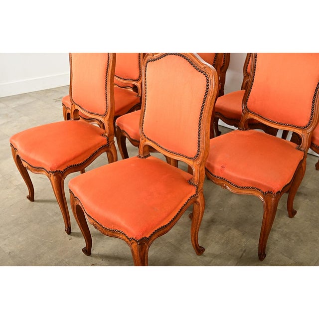 French Vintage Set of Nine Louis XV Style Dining Chairs For Sale - Image 12 of 15