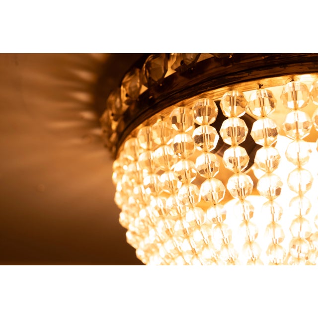 Glass Crystal Glass Ceiling Lamp, 1930s For Sale - Image 7 of 10