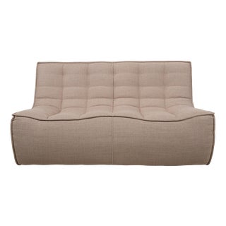 Fabric Two-Seater Grey Sand Taupe Ethnicraft N701 Sofa For Sale