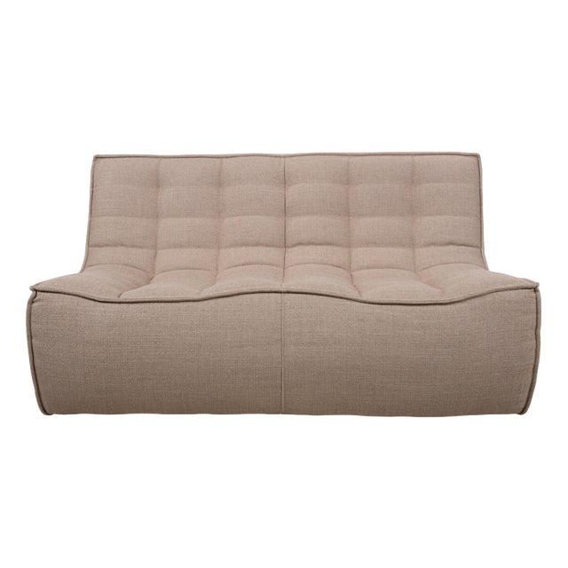 Fabric Two-Seater Grey Sand Taupe Ethnicraft N701 Sofa For Sale