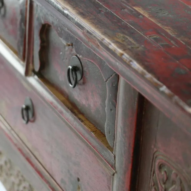 Mid 19th Century 19th Century Red Lacquer Console Table For Sale - Image 5 of 12