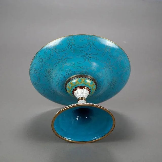 Early 20th Century Antique Chinese Cloisonné Enamel Decorated Swan Compote Circa 1930 For Sale - Image 5 of 13