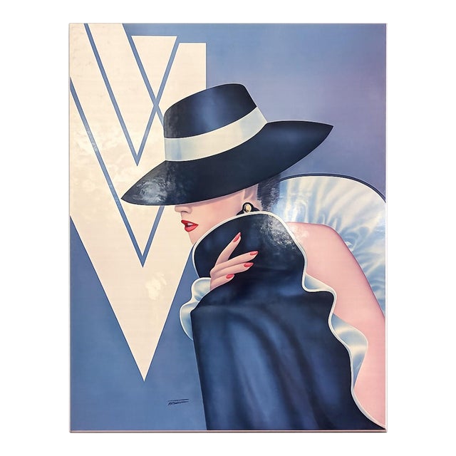 Art Deco “Glam Girl” by Ferraro on Wood Panel For Sale