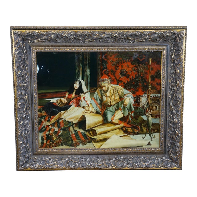 Late 20th Century Sultan's Favourite Song After Antonio Maria Fabres Y Costa Orientalist Painting, Framed For Sale