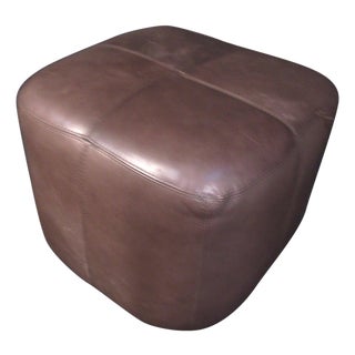 Mid 20th Century Mid-Century Modern Brown Leather Ottoman For Sale