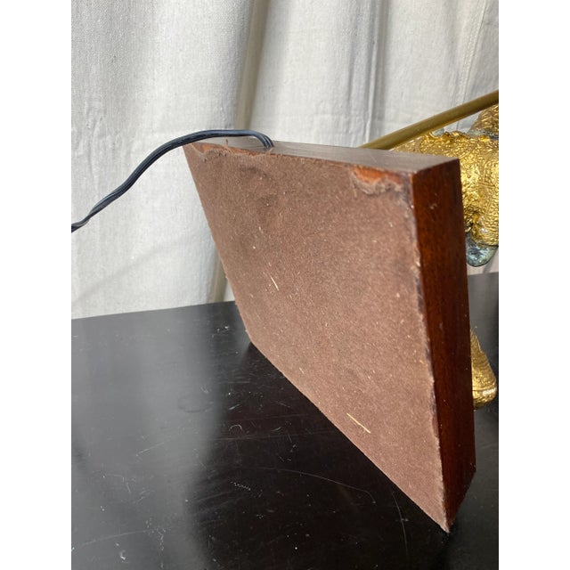 Gold Vintage Asian James Mont Style Gilt Metal Asian Deity Lamp. For Sale - Image 8 of 10